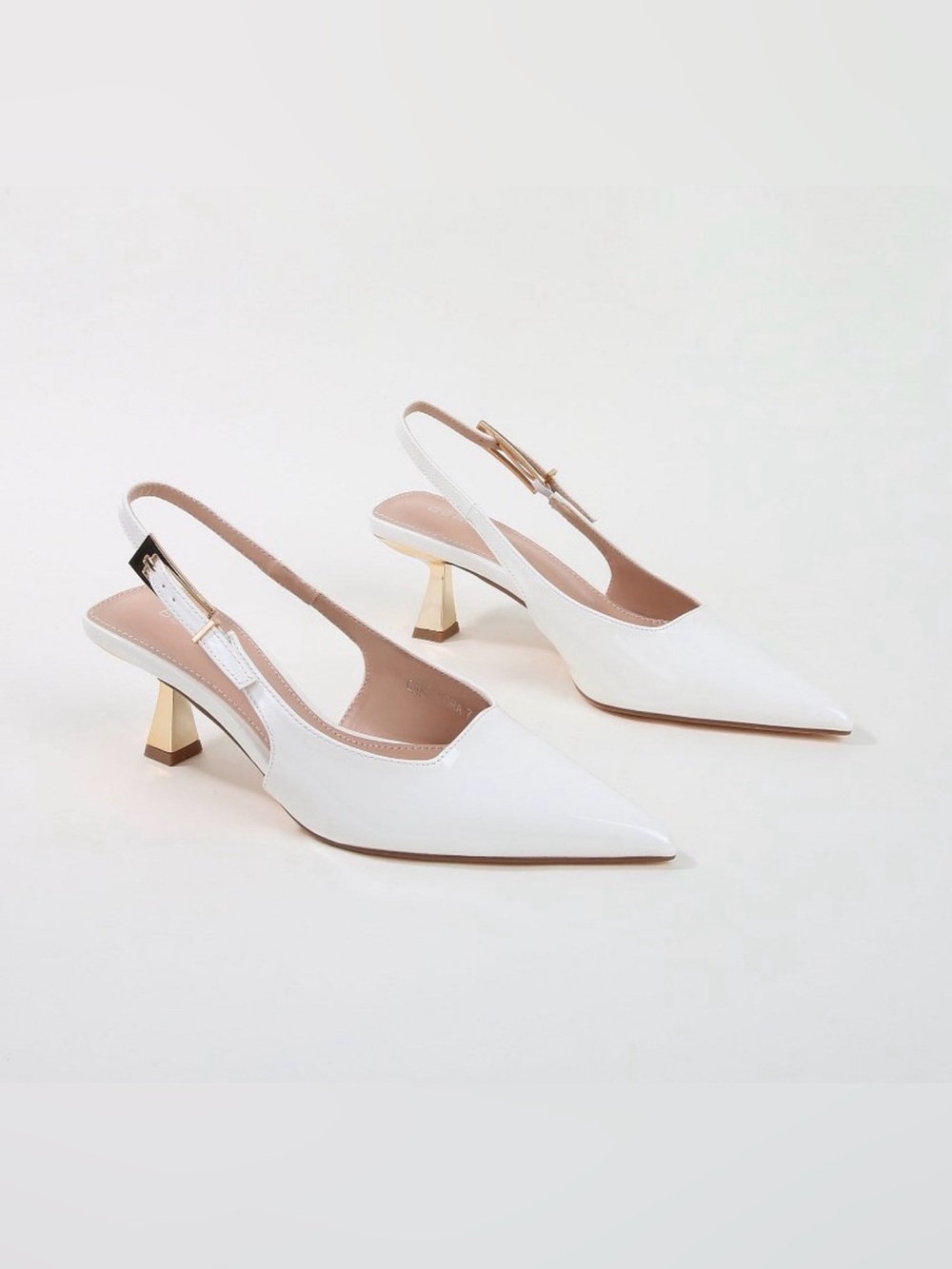White Patent Slingback Heels